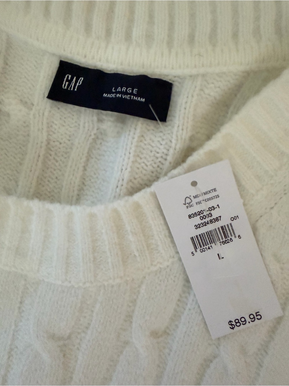 NWT GAP Cable Knit Sweater Dress Ivory Gold Button Pockets L Oversized - Picture 7 of 7